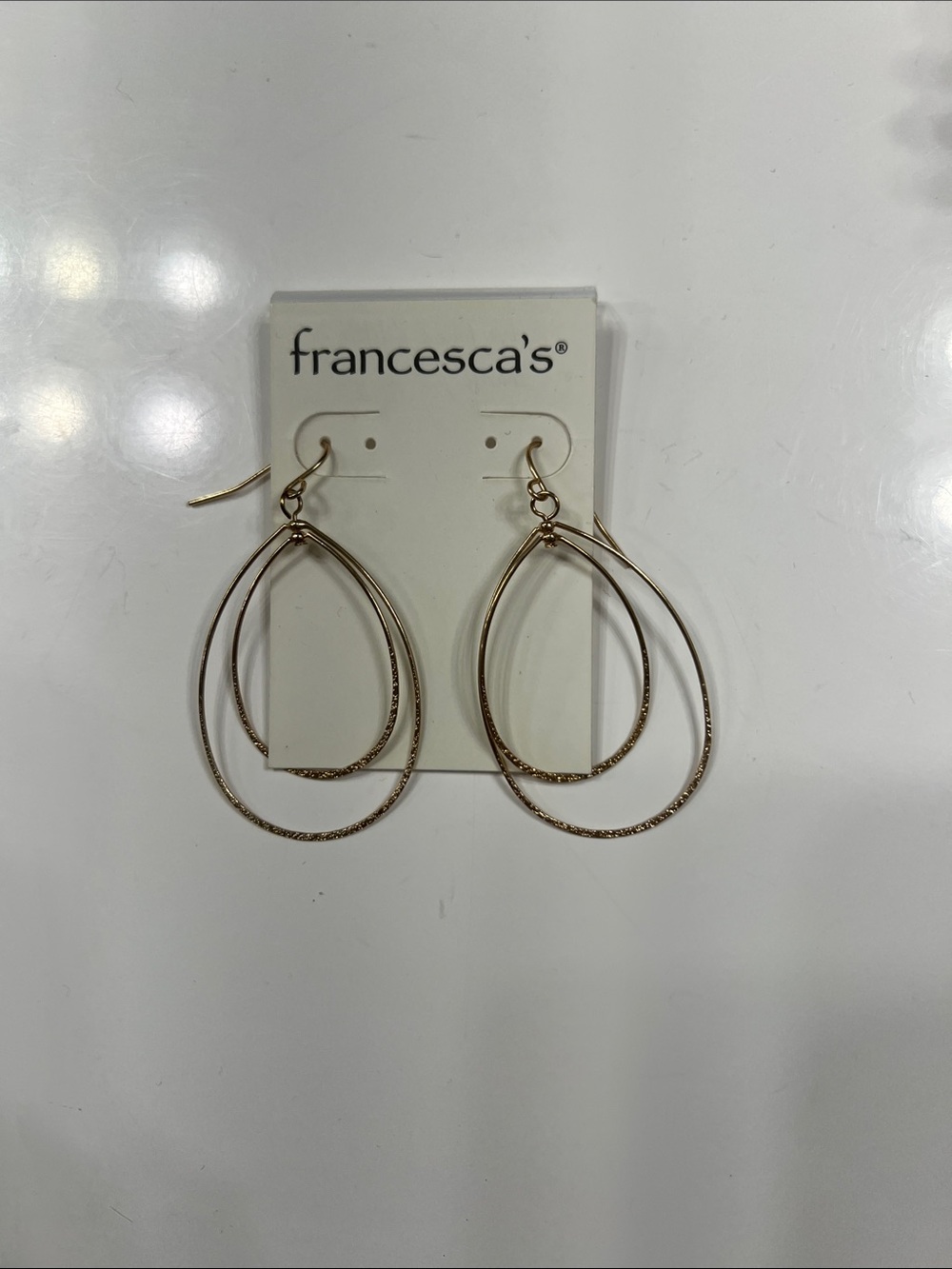 Francesca's Collections Rose Gold Layered Teardrop Hoop Earrings